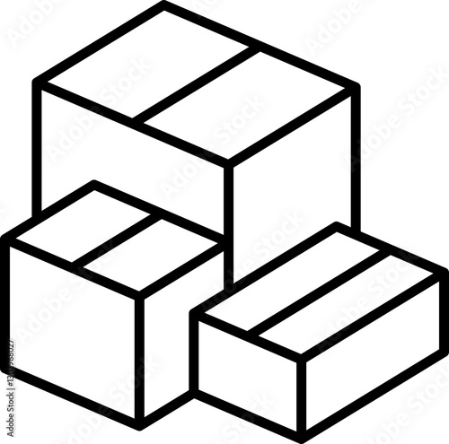 Stacked boxes illustration line icon