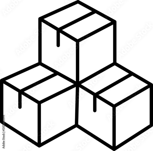 Three stacked boxes illustration line icon