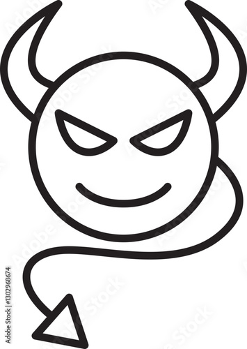 Smiling devil emoji illustration line icon