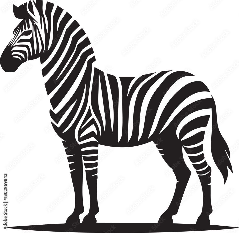 Obraz premium black zebra vector illustration, zebra vector, zebra silhouette logo vector, zebra vector black and white background full body