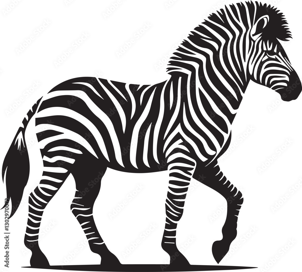 Fototapeta premium black zebra vector illustration, zebra vector, zebra silhouette logo vector, zebra vector black and white background full body