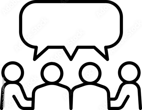 Group conversation with speech bubbles line icon