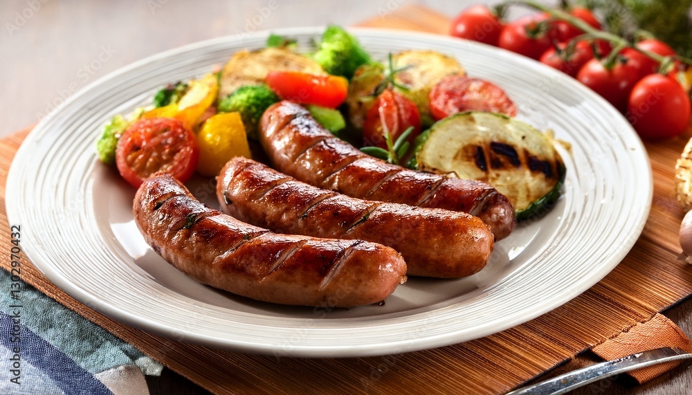 grilled sausages with vegetables grilled sausages with vegetables