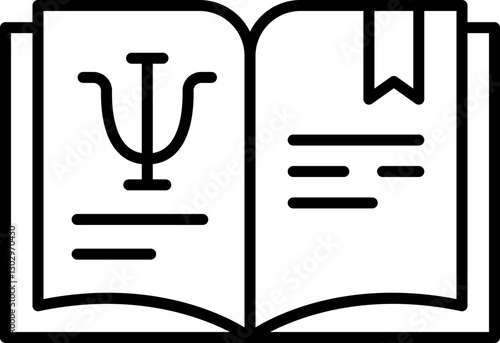 Open book with psychology symbol inside line icon