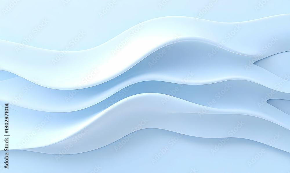 Naklejka premium Soft Fluid Waves in Light Blue Tones for Abstract Background Use