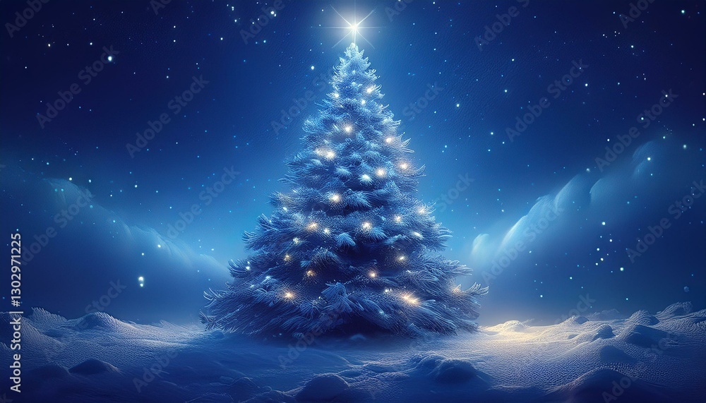 Fototapeta premium christmas tree on blue background