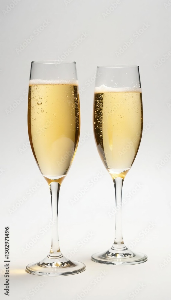 Set of sparkling champagne glasses on white background, party, celebration Set of sparkling champagne glasses on white background, party, celebration