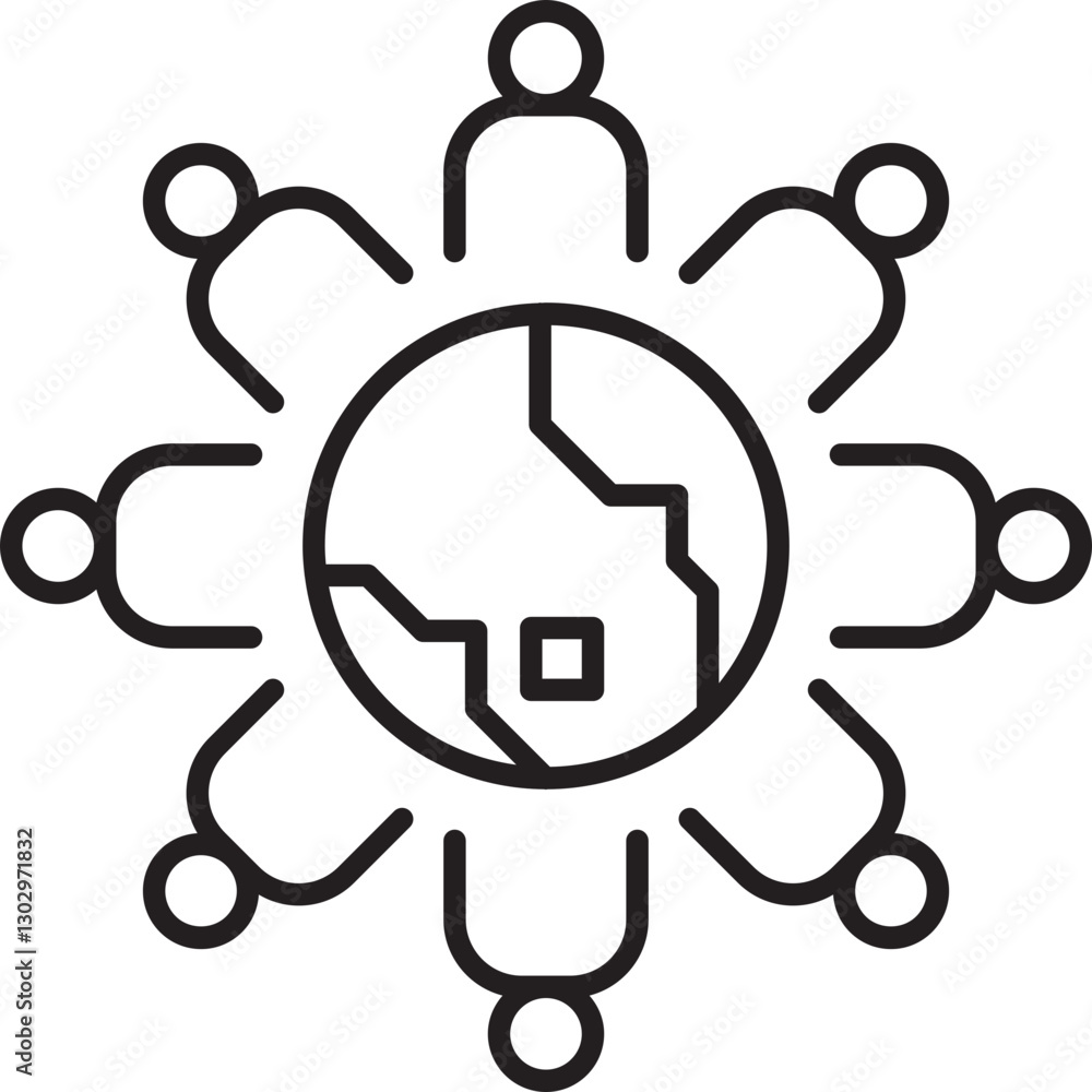 Collaboration around the globe line icon Collaboration around the globe line icon
