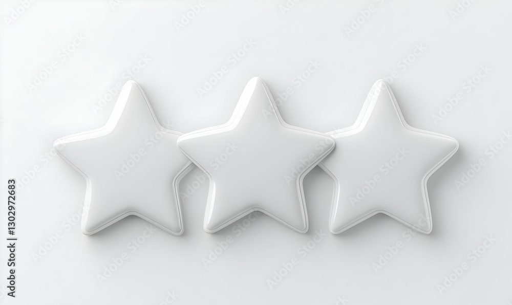 Fototapeta premium Three White Star Shapes on a Minimalist Background for Design