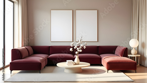 Minimal Living Room Mockup – Framed Wall Poster in a Contemporary Space