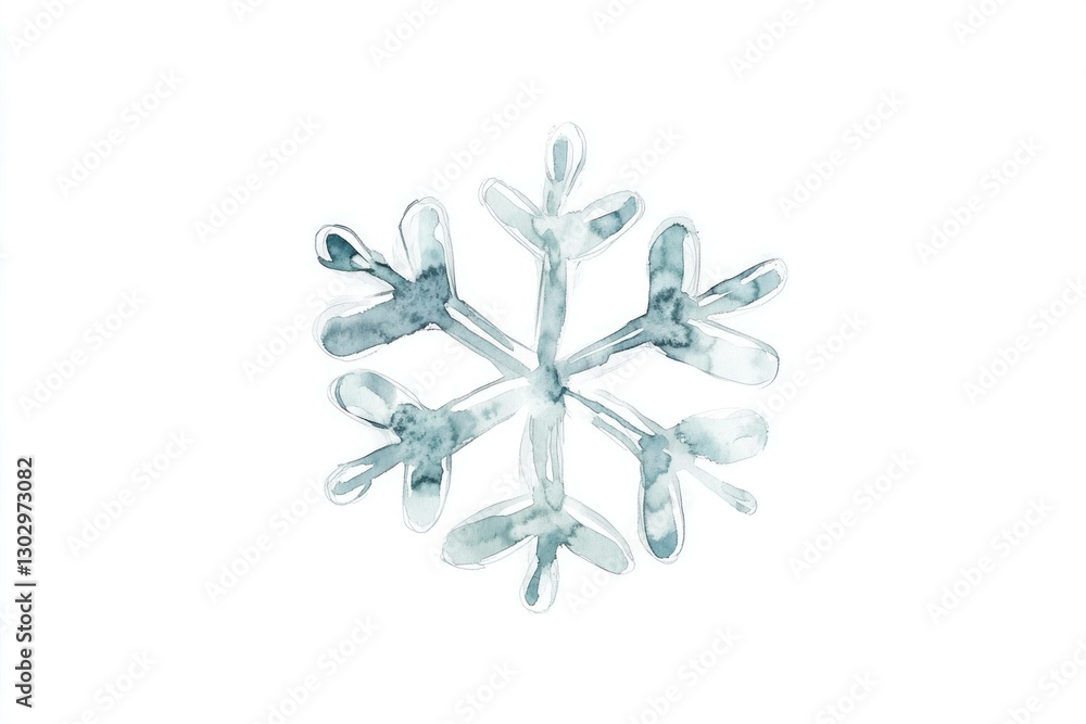Fototapeta premium Watercolor snowflake illustration depicting a delicate winter design, perfect for seasonal decorations and holiday themes, emphasizing serenity and beauty in winter