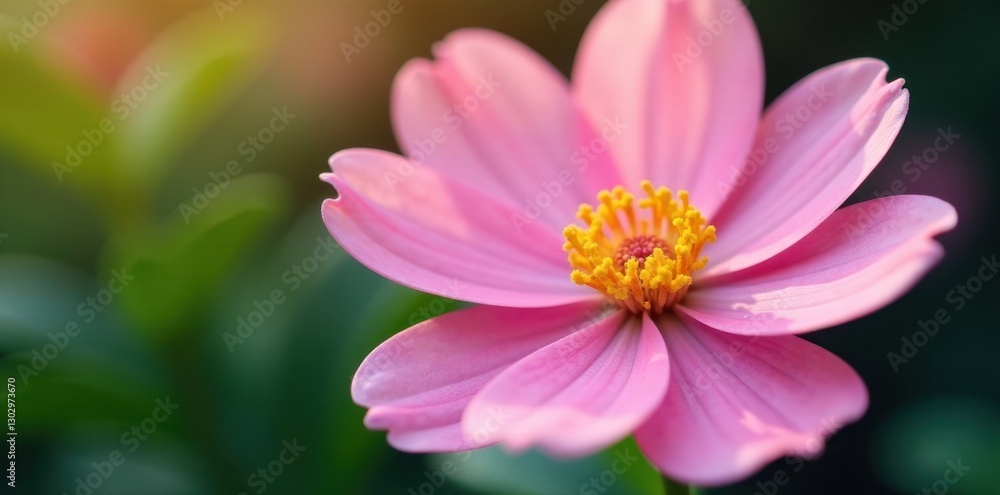 Soft pink flower, vibrant yellow stamen, close-up view , floral, garden, color Soft pink flower, vibrant yellow stamen, close-up view , floral, garden, color