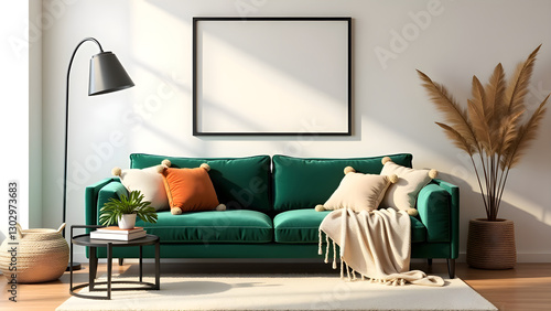 Minimalist Interior Mockup – Framed Wall Art in a Cozy Living Room Setting