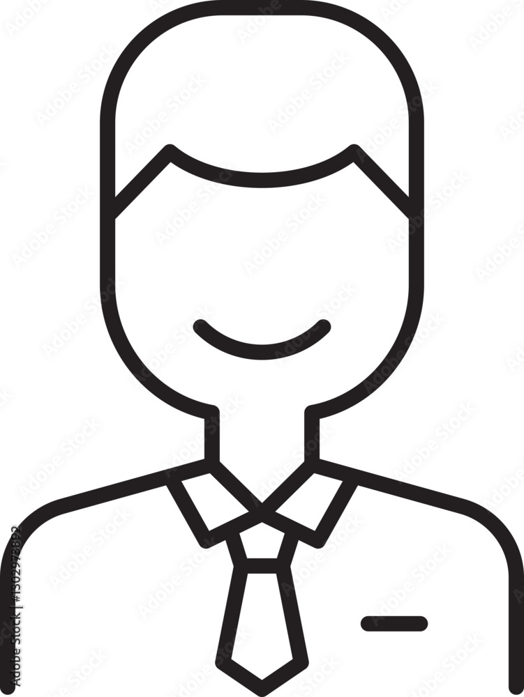 Businessman icon with a tie and smile line icon Businessman icon with a tie and smile line icon