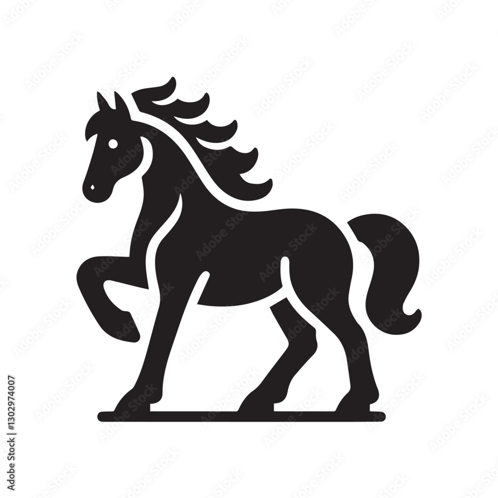 Powerful Black Horse Silhouette Vector Graphic Powerful Black Horse Silhouette Vector Graphic