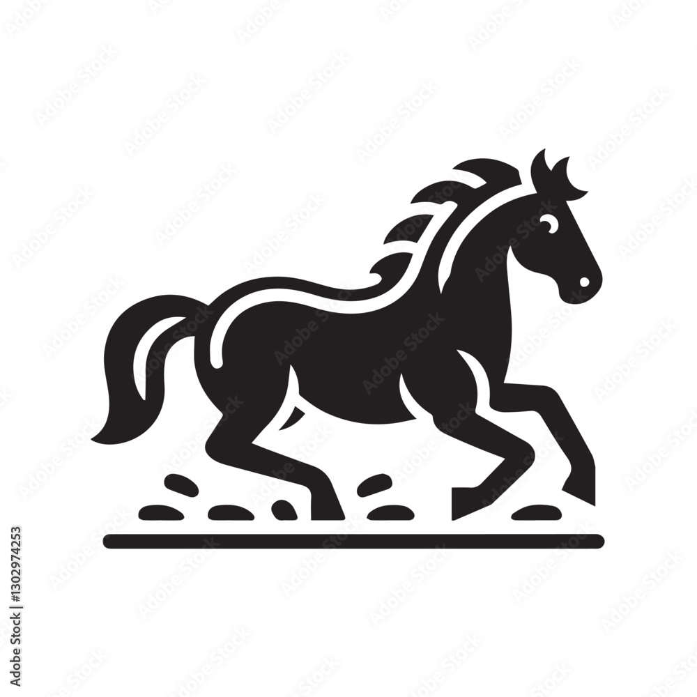 Powerful Black Horse Silhouette Vector Graphic Powerful Black Horse Silhouette Vector Graphic