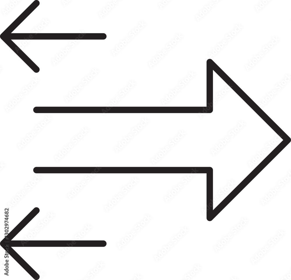 Directional arrows in black outline line icon Directional arrows in black outline line icon