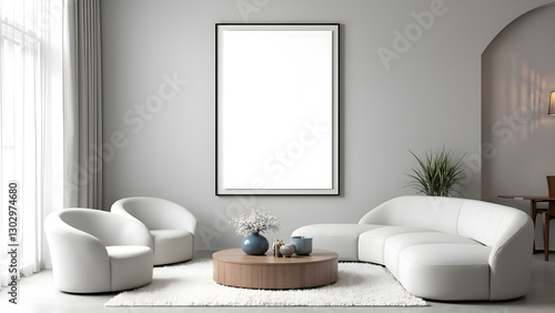 Scandinavian-Inspired Interior Mockup – Living Room Wall Frame Decoration