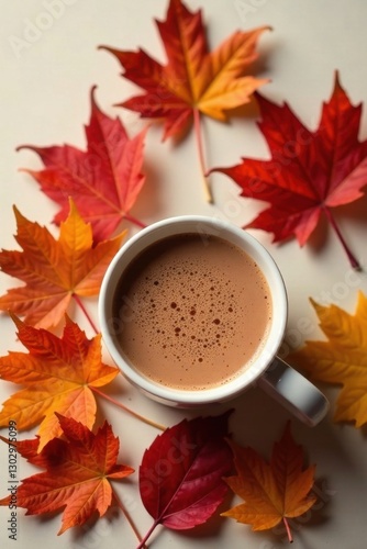 Aromatic Autumnal Beverage Surrounded by Vibrant Fall Foliage