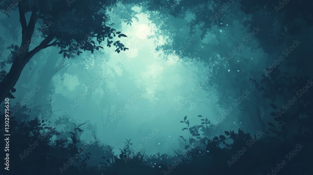 Fototapeta premium Enchanted Forest: Mystical Teal Hues
