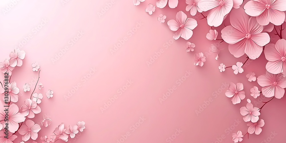 Elegant soft pink floral arrangement on a muted pink backdrop for banners Elegant soft pink floral arrangement on a muted pink backdrop for banners