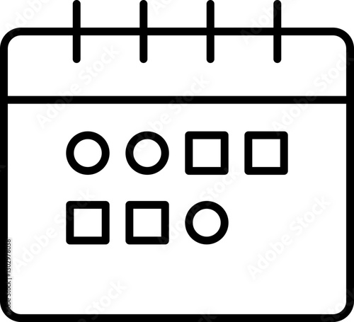 Simple calendar icon with marked dates line icon