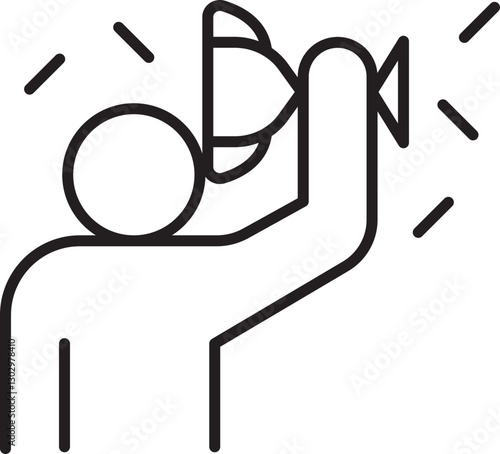 Person shouting with a megaphone icon line icon