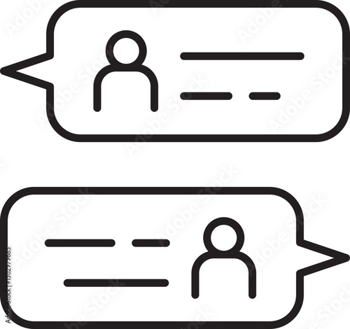 Chat bubbles with user icons and text. line icon