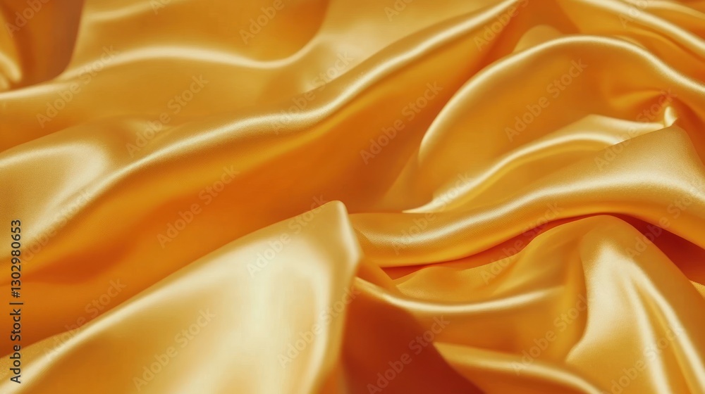 Golden Satin Fabric Flowing with Luxurious Texture and Soft Light Golden Satin Fabric Flowing with Luxurious Texture and Soft Light