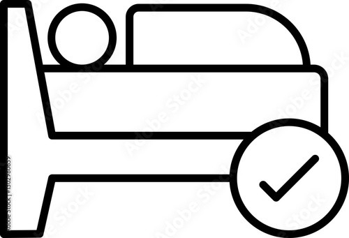 Sleeping person in a bed icon line icon