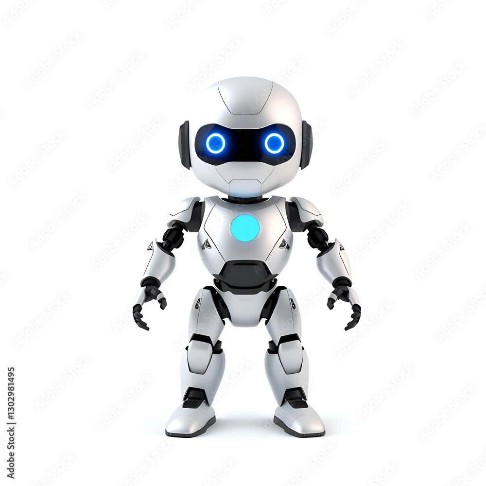 Futuristic Humanoid Robot with Blue Glowing Eyes and Chest Light Futuristic Humanoid Robot with Blue Glowing Eyes and Chest Light