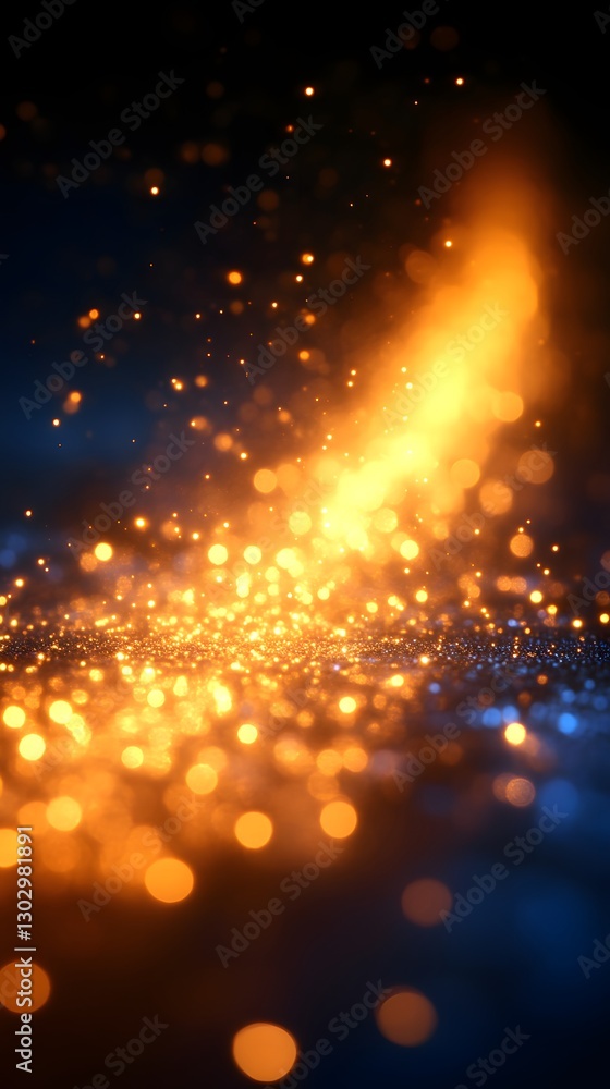 Obraz premium Golden sparks explosion on dark surface