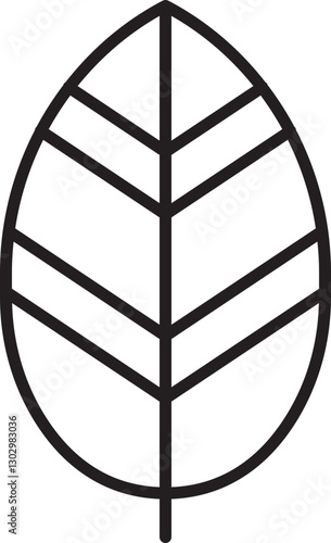 Leaf outline with internal veins design line icon