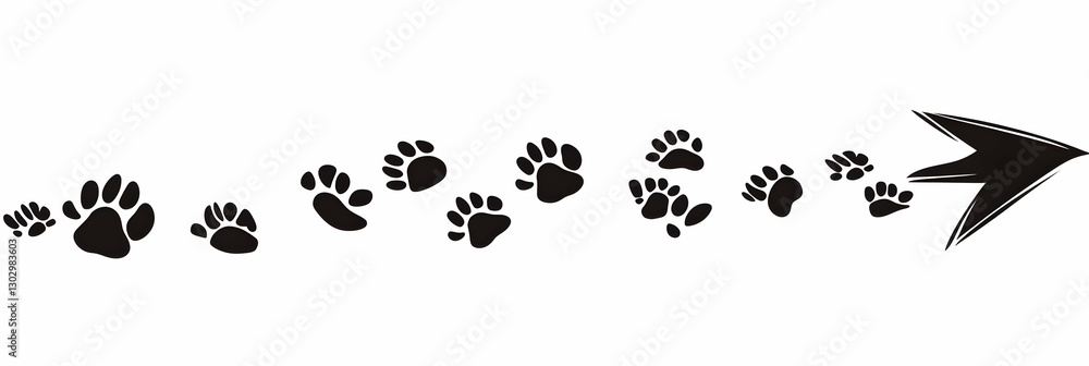 cat paw in black color, isolated on a white background