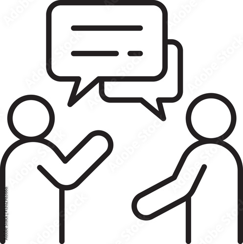 Two people engaged in conversation line icon