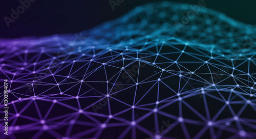 Abstract Network Connection Digital Data Flow Purple Blue Gradient Technology Background