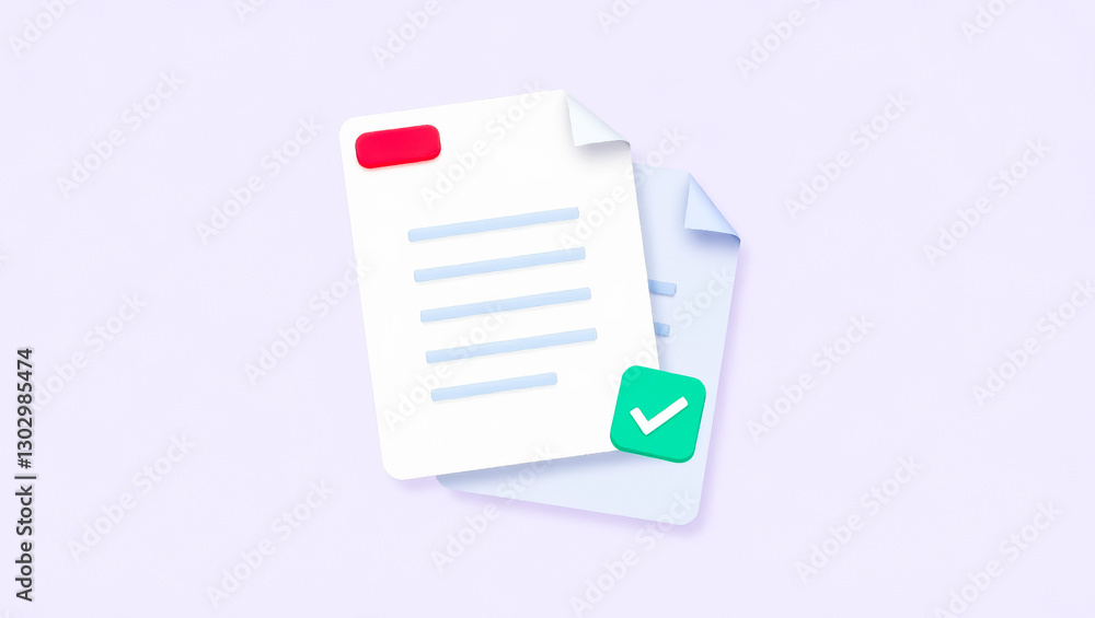 two documents with approval check mark two documents with approval check mark