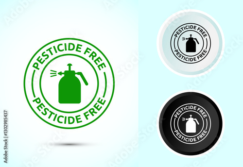 Pesticide free icon design illustration. Certified natural product sticker symbol illustration. Color black and white