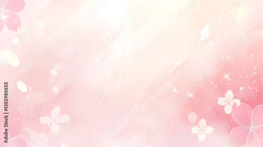 Gentle cherry blossoms cascade against a dreamy pink backdrop Gentle cherry blossoms cascade against a dreamy pink backdrop