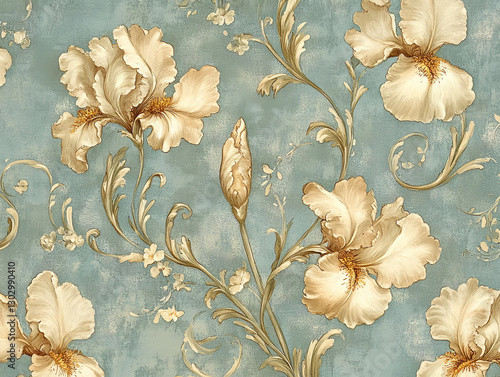 seamless background with golden irises