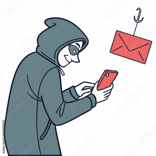 email hack and scam malware spreading virus on message alert virtual on mobile phone