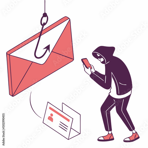 email hack and scam malware spreading virus on message alert virtual on mobile phone