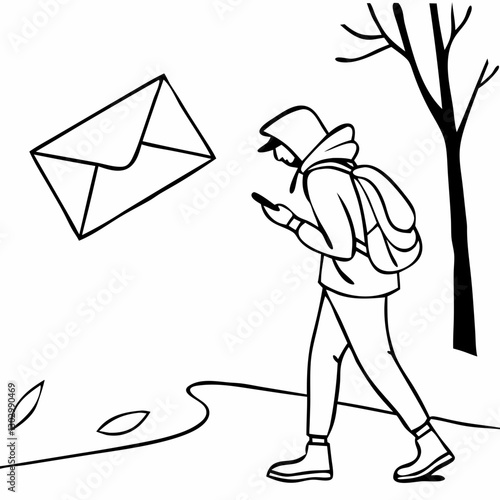 email hack and scam malware spreading virus on message alert virtual on mobile phone