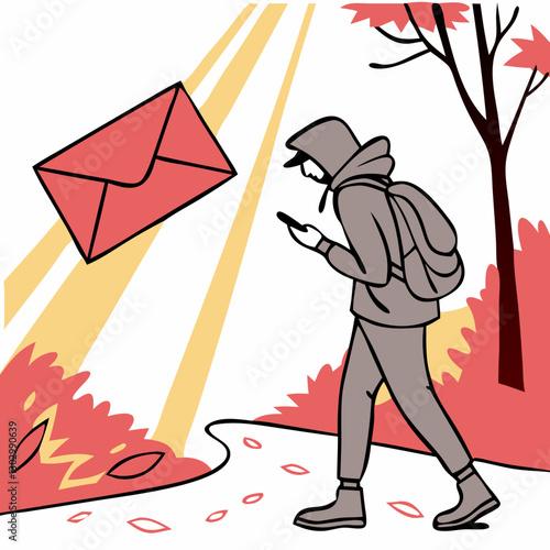 email hack and scam malware spreading virus on message alert virtual on mobile phone