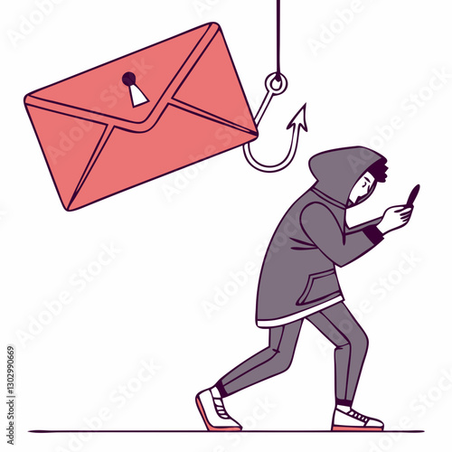 email hack and scam malware spreading virus on message alert virtual on mobile phone