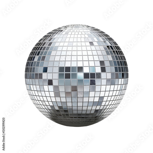 classic silver disco ball on transparent background