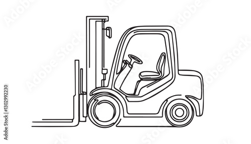 Continuous one single minimal line drawing forklift