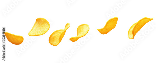 Wallpaper Mural Flying or falling crispy potato chips on transparent PNG or white background. Tasty fast food, snacks, junk food. Torontodigital.ca