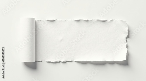 Wallpaper Mural A Rolled and Torn Piece of White Paper with a Rough, Uneven Edge, Ideal for Text or Image Placement Torontodigital.ca
