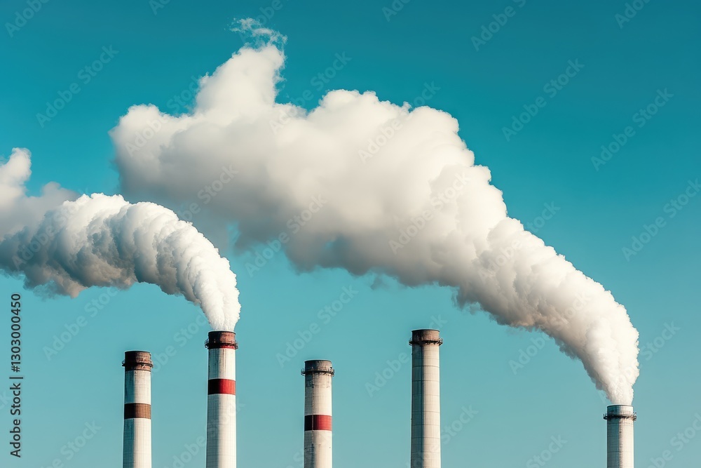 Smoking chimneys against the blue sky. Ecology concept Smoking chimneys against the blue sky. Ecology concept